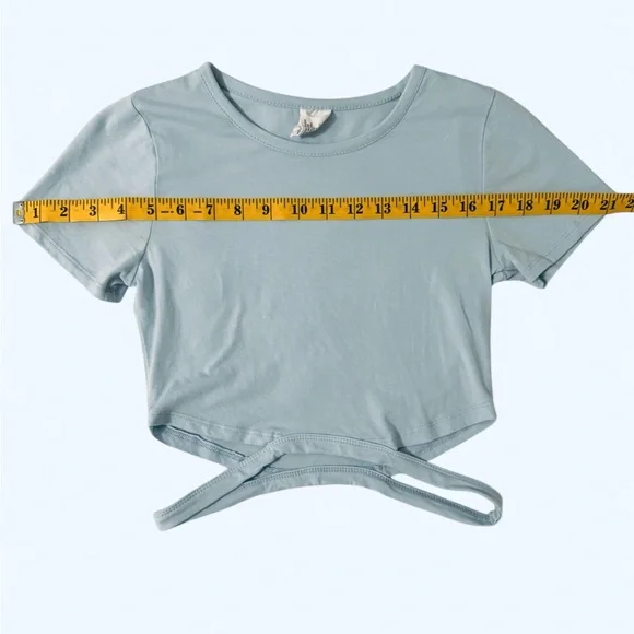 Light Blue Cropped Tee with Side Cut Outs - Picture 6 of 8